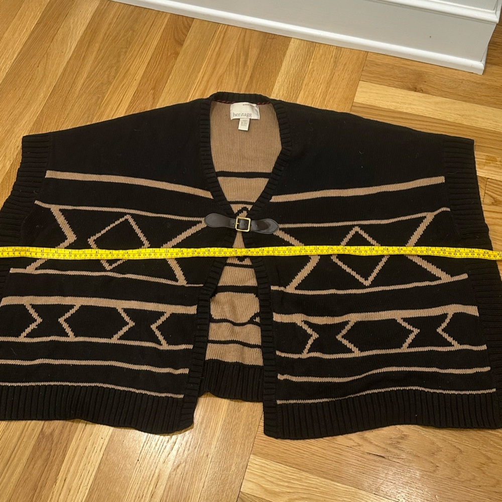 Banana Republic Heritage Tan and Black Knit poncho sweater One Size chunky Y2K